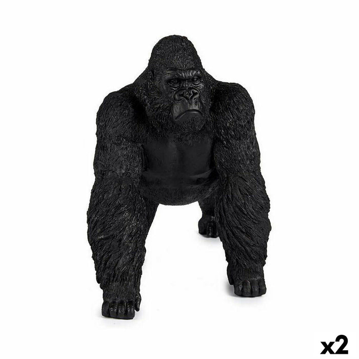 Decorative Figure Gorilla Black 20 x 27 34 Cm 2 Units