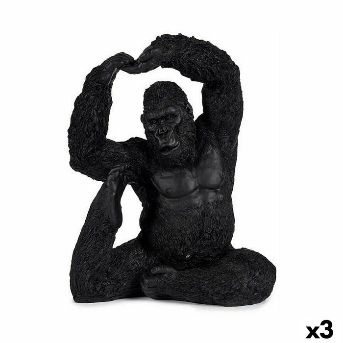 Decorative Figure Yoga Gorilla Black 15.2 X 31.5 X 26.5 Cm 3 Units