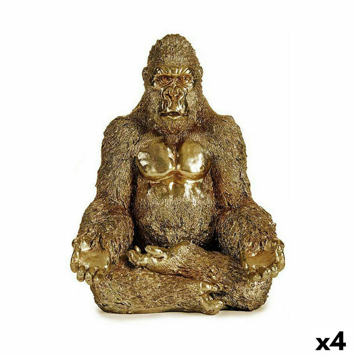 Decorative Figure Gorilla Yoga Golden 19 X 26.5 X 22 Cm 4 Units