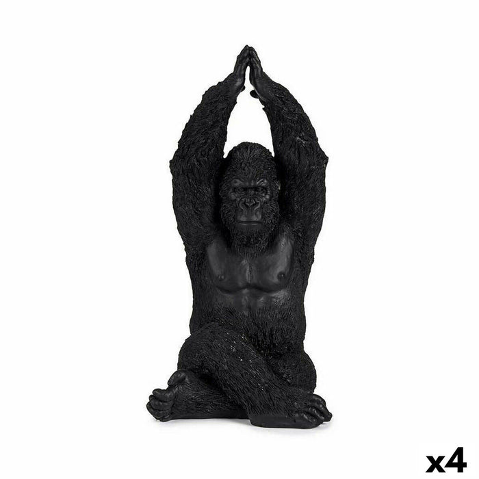 Decorative Figure Gorilla Yoga Black 18 X 36.5 X 19.5 Cm 4 Units