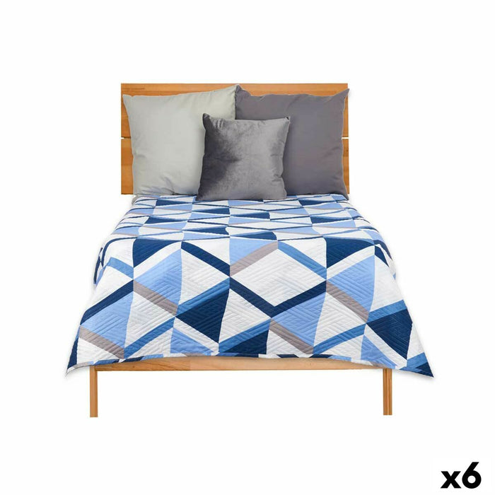 Reversible Bedspread 180 X 260 Cm Blue White 6 Units