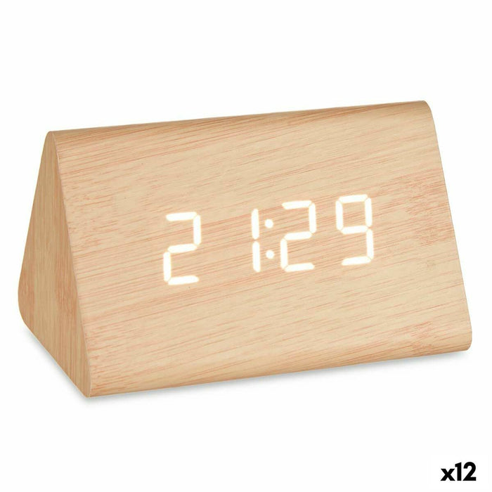 Table-Top Digital Clock Brown Pvc Mdf Wood 11.7 X 7.5 X 8 Cm 12 Units