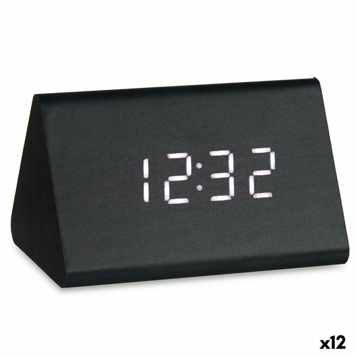 Table-Top Digital Clock Black Pvc Mdf Wood 11.7 X 7.5 X 8 Cm 12 Units