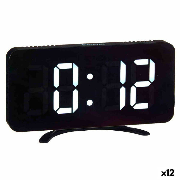 Table-Top Digital Clock Black Abs 15.7 X 7.7 X 1.5 Cm 12 Units