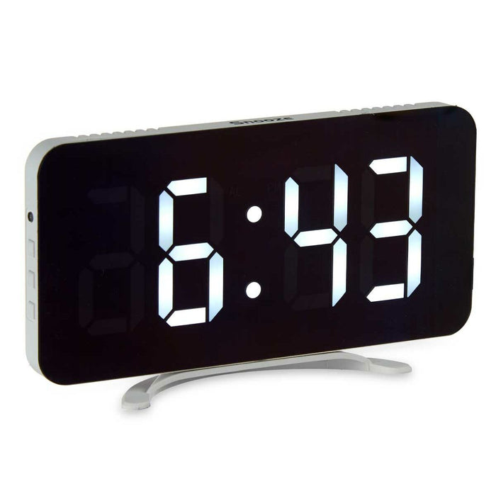 Table-top Digital Clock White Abs 15.7 x 7.7 1.5 Cm 12 Units