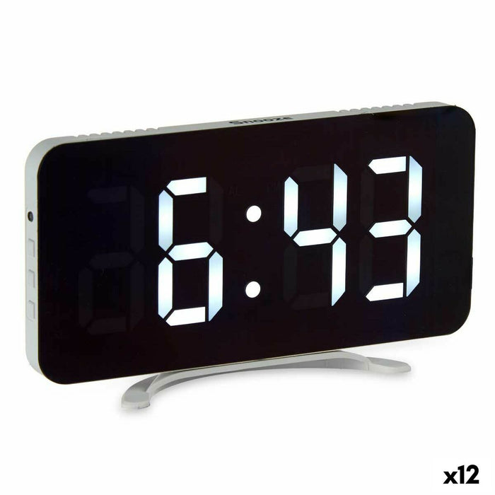 Table-top Digital Clock White Abs 15.7 x 7.7 1.5 Cm 12 Units