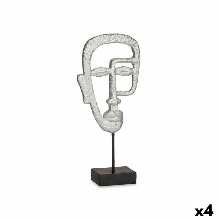 Decorative Figure Face Silver 19.5 x 38 10.5 Cm 4 Units