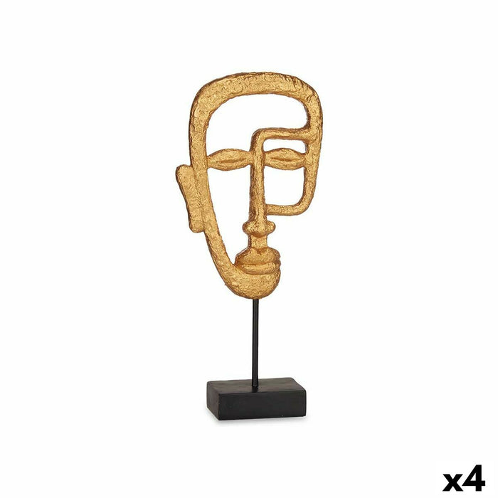 Decorative Figure Face Golden 19.5 x 38 10.5 Cm 4 Units