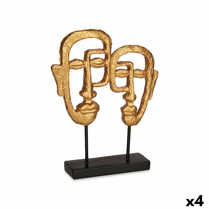 Decorative Figure Face Golden 27 X 32.5 X 10.5 Cm 4 Units