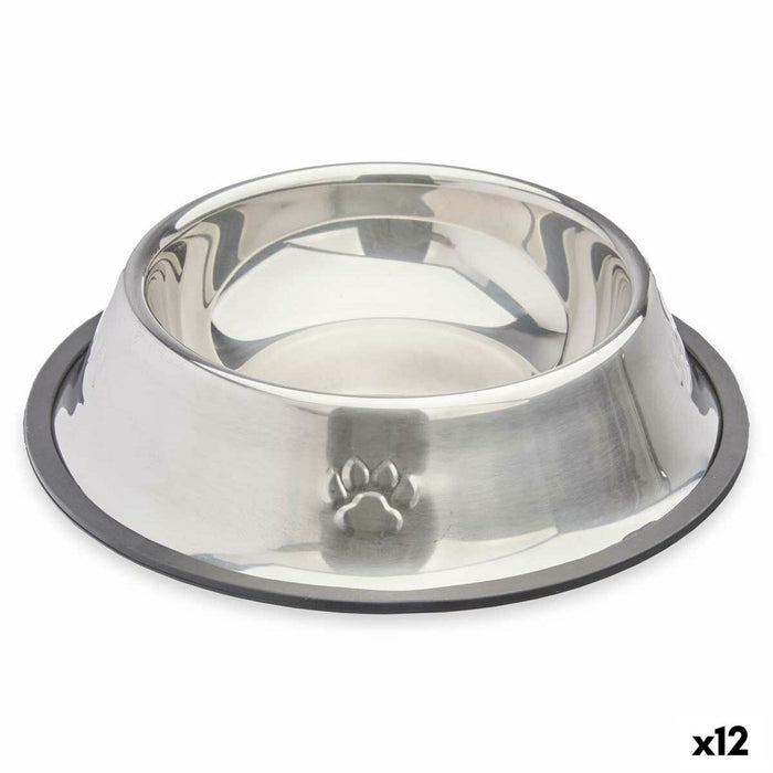 Dog Feeder Silver Grey Rubber Metal 22 x 6 x 22 cm 12 Units