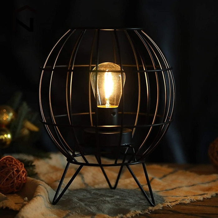 Metal Cage Black Table Lamp For Bedroom