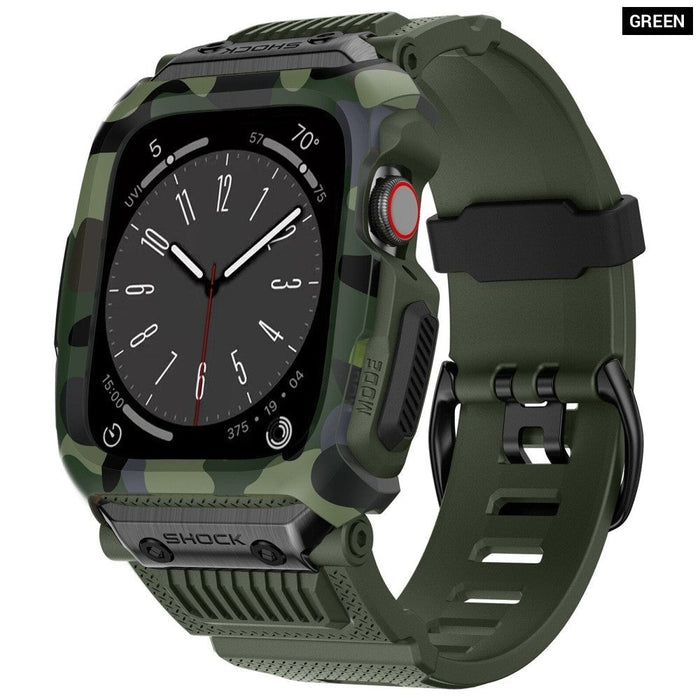 Drop-Resistant Waterproof Camouflage Sport Case Strap For Apple Watch