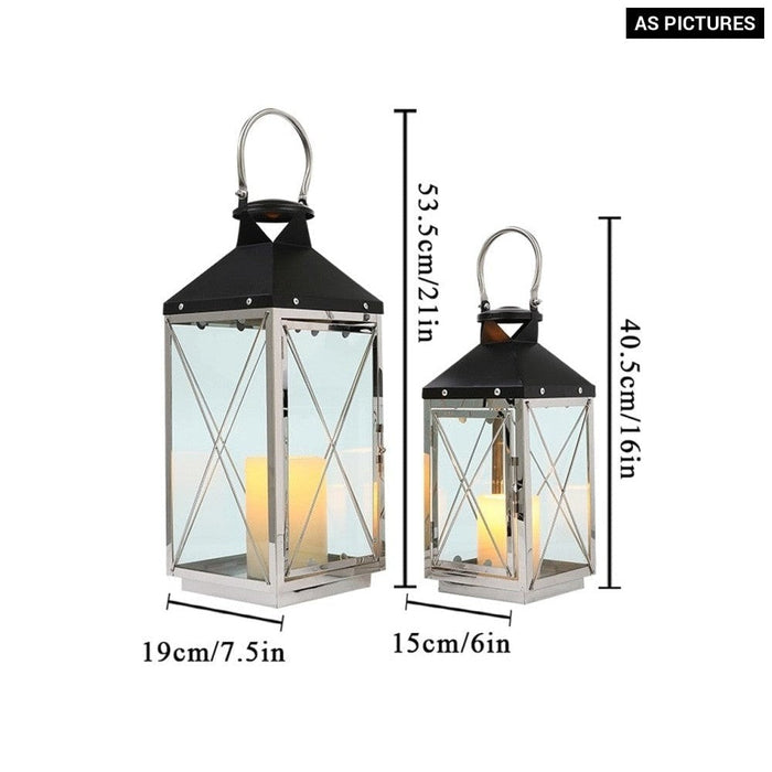 2pcs Stainless Steel Retro Hanging Candle Lanterns