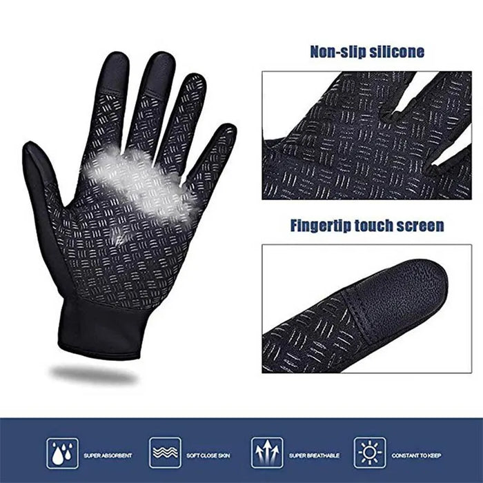 Mens Waterproof Winter Gloves Windproof Warm Touchscreen Zipper