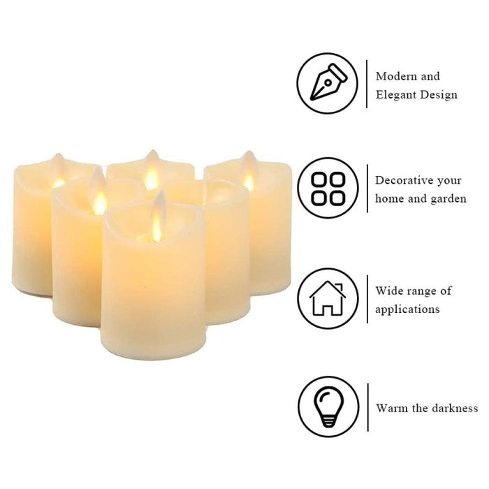 6Pcs Battery Powered Flameless LED Candles With Wick