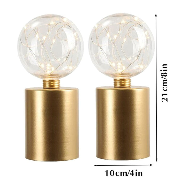 2Pcs Battery Powered Gold Table Lamp For Living Room Parties Home Decor