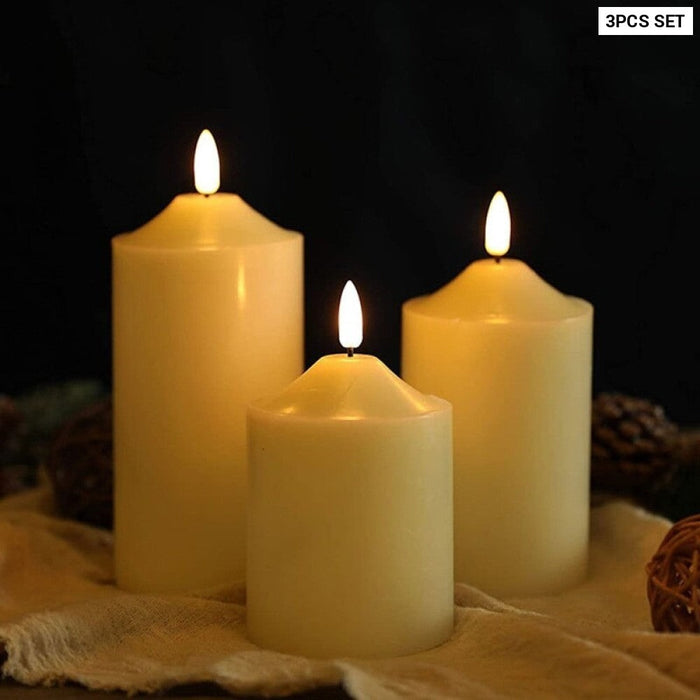 3Pcs Flameless Flickering LED Battery Candle For Home Wedding Christmas Party