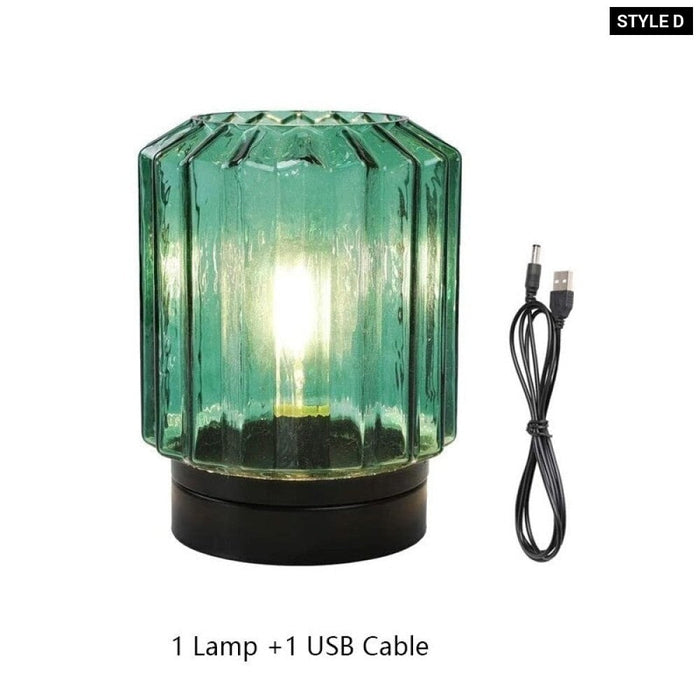 Glass Battery Operated Table Lamp For Bedroom Living Room