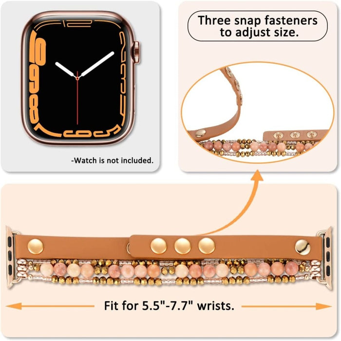 Elastic Beaded Leather Strap For Apple iWatch