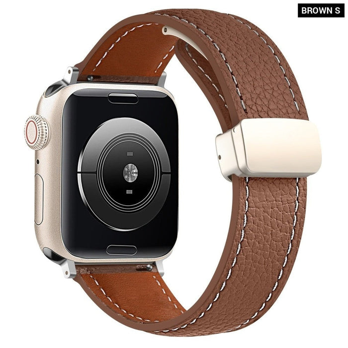 Geniune Leather Magnetic Buckle Strap For Apple Watch