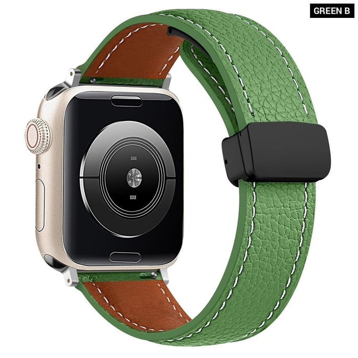 Geniune Leather Magnetic Buckle Strap For Apple Watch