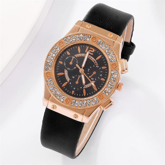 5pcs Set Watches Women Leather Band Ladies Watch Simple Casual Womens Analog WristWatch Bracelet Gift Montre Femme