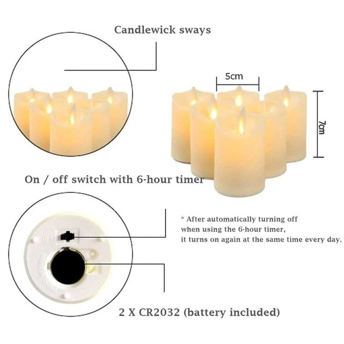 6Pcs Flameless LED Candles With Wick for Bedroom Weddings Home Decor