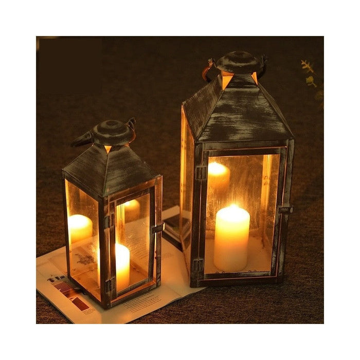 2Pcs Metal Hanging Candle Lantern with Handle For Garden Home Decor