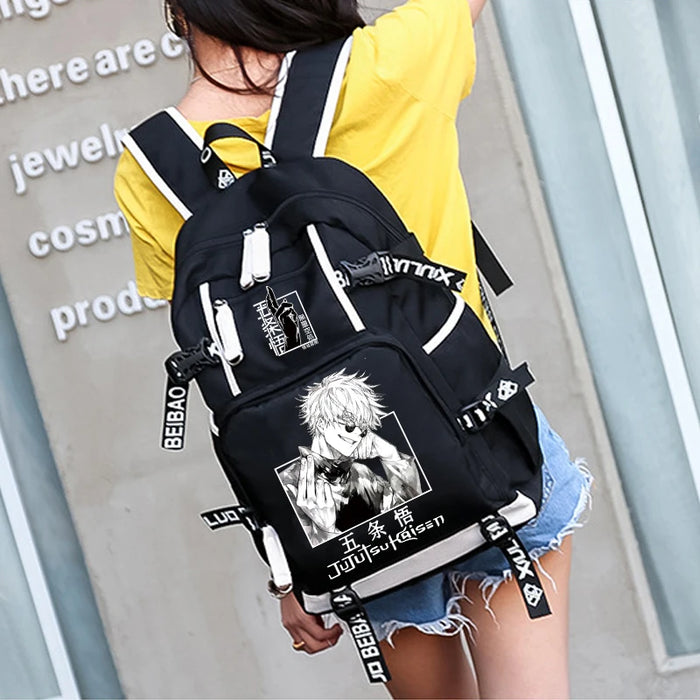 Unisex Anime Jujutsu Kaisen School Multifunction USB Charging Backpack