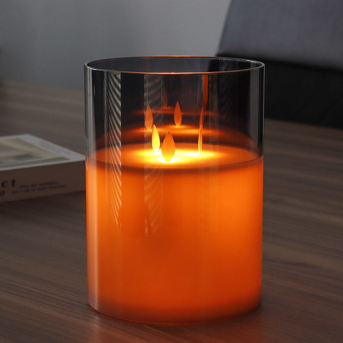 3 Wick Flameless Battery Operated LED Candles For Home Wedding Party