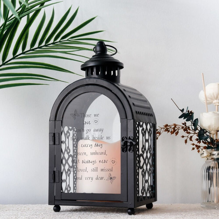 Metal Candle Holder Remembrance Lantern With Automatic Timer