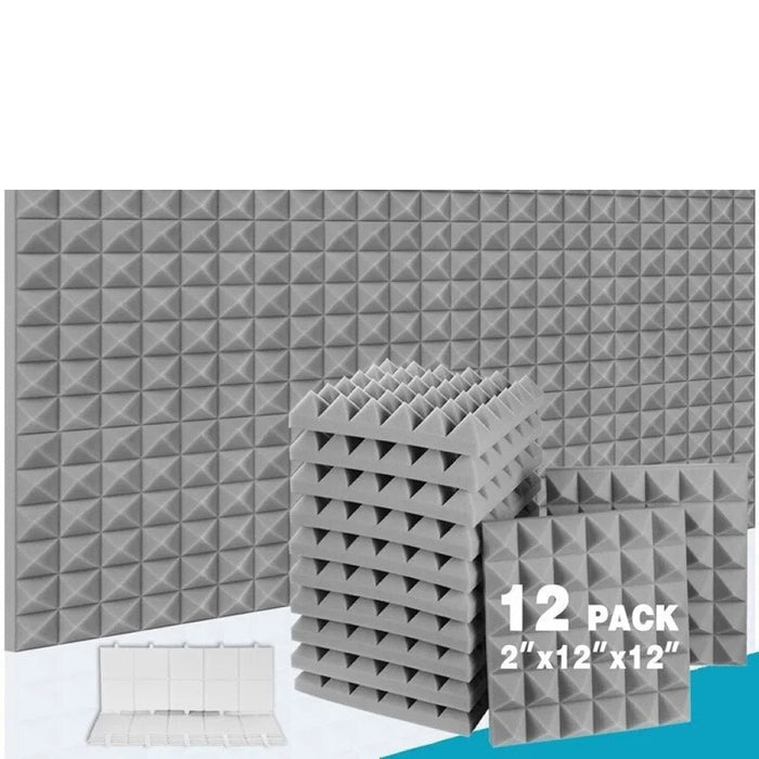 Sound Insulation Treatment Soundproofing Foam Panel 12 Pcs Pyramid Wall Decals Stickers For Music Studio Acoustic Foam Panel