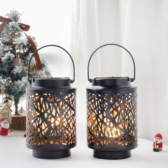 2pcs Metal Hanging Candle Holder Lanterns With Handle