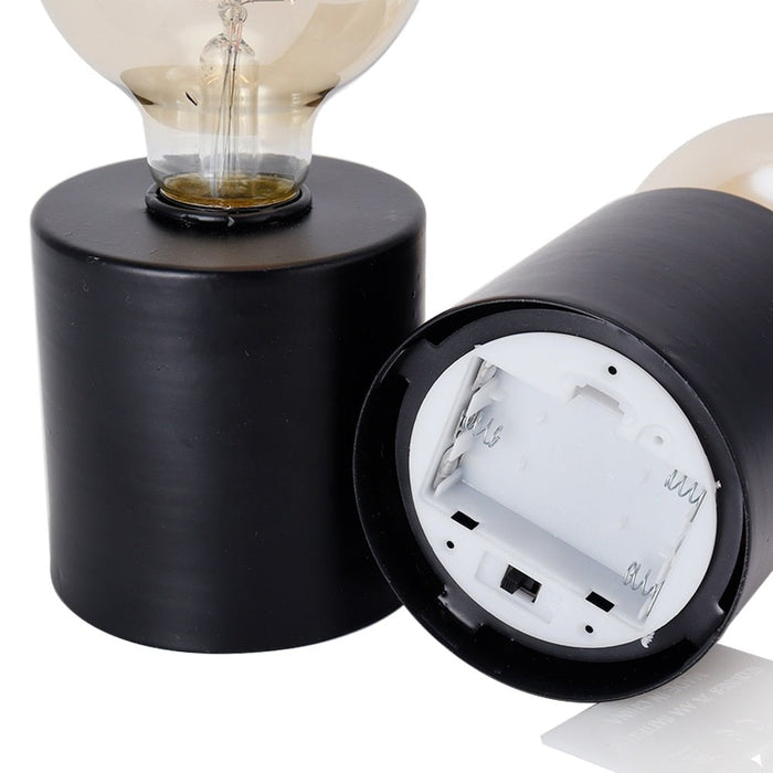 2Pcs Cordless Lamp Light with Edison Style Bulb For Home Decor