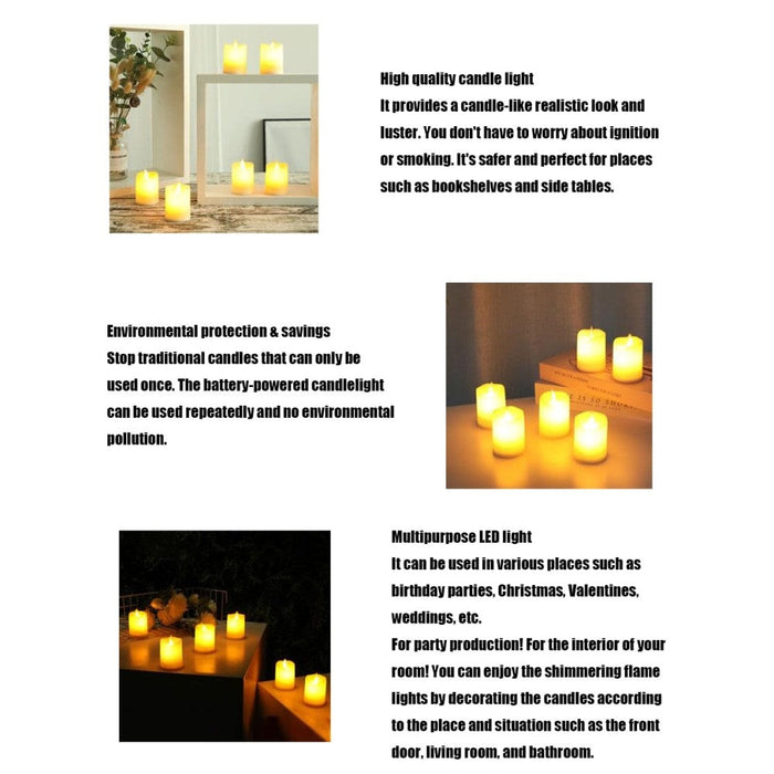 6Pcs Battery Powered Flameless LED Candles With Wick