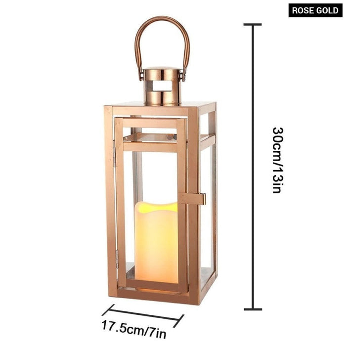 Rose Gold Candle Hanging Lantern for Indoor Outdoor Home Decor