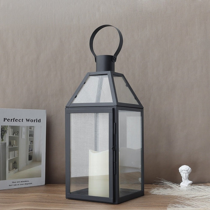 Stainless Steel Candle Hanging Lantern With Tempered Glass for Indoor Outdoor Home Decor