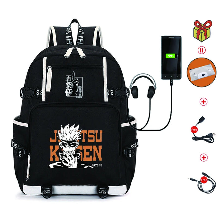 Unisex Anime Jujutsu Kaisen School Multifunction USB Charging Backpack