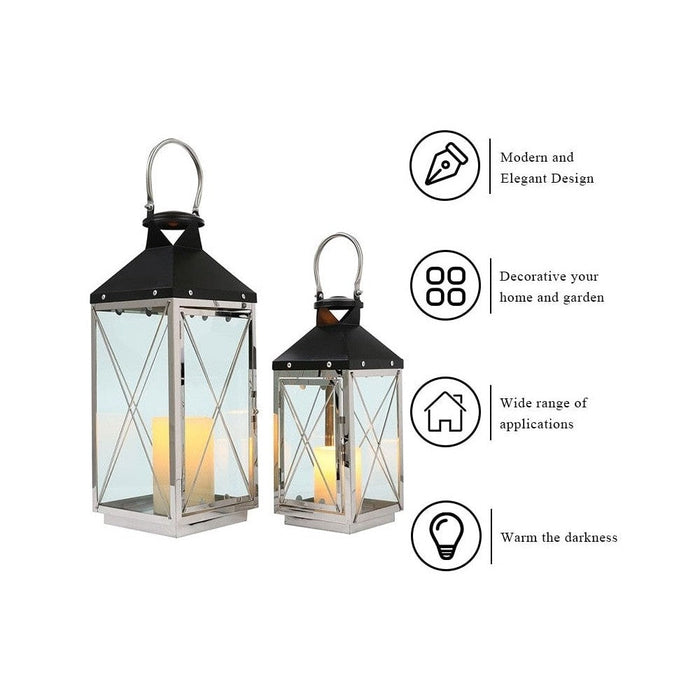 2pcs Stainless Steel Retro Hanging Candle Lanterns