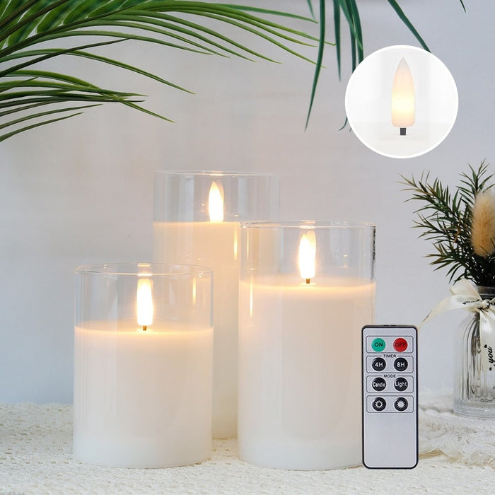 3pcs Flameless 3d Effect Led Candles With 8 Key Remote