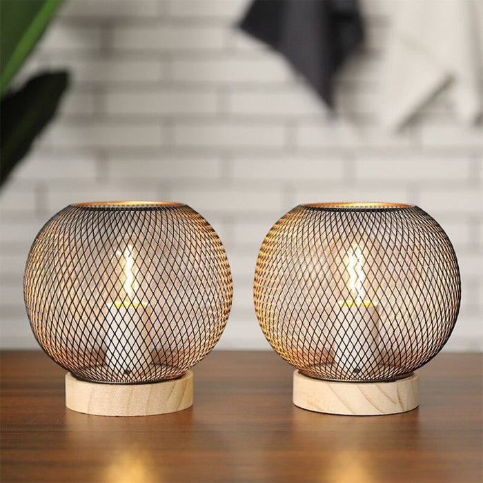 2Pcs Cordless Metal Battery Powered Candle Holder With 6-Hours Timer for Home Decor