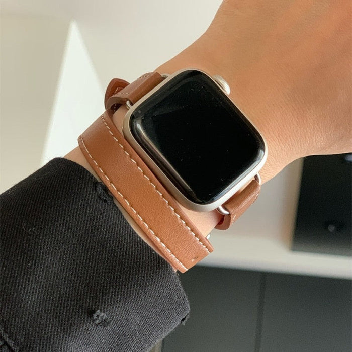 Double Tour Leather Strap For Apple Watch