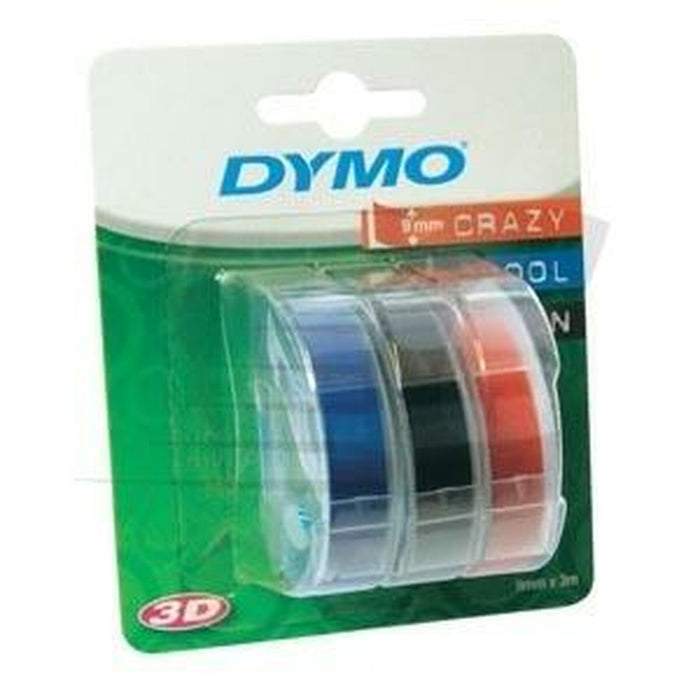 Laminated Tape For Labelling Machines By Dymo 9 Mm x 3 M Red Black Blue 5 Units