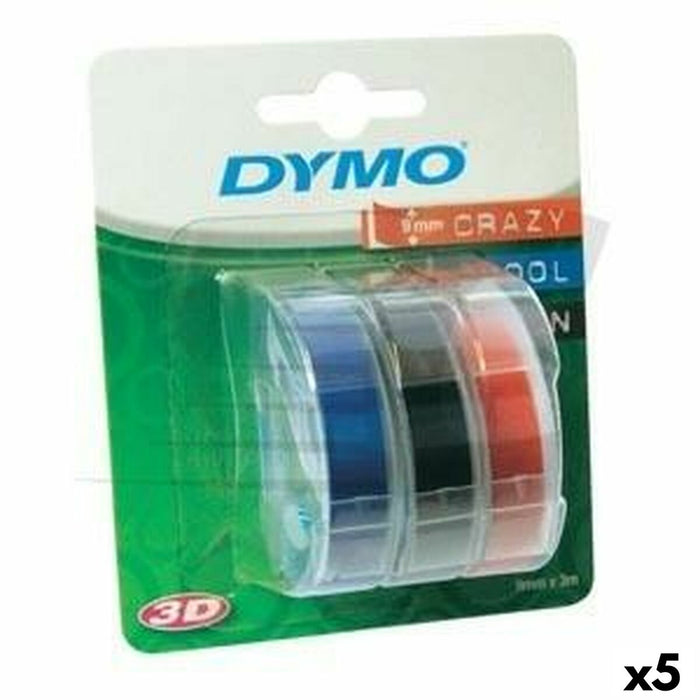 Laminated Tape For Labelling Machines By Dymo 9 Mm x 3 M Red Black Blue 5 Units