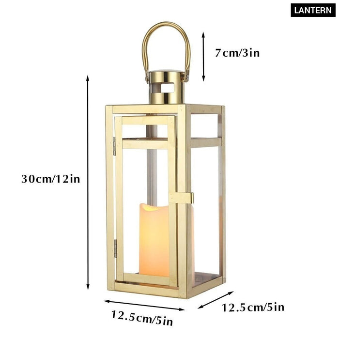 Gold Stainless Steel Candle Holder Lanterns For Indoor Outdoor Home Decor