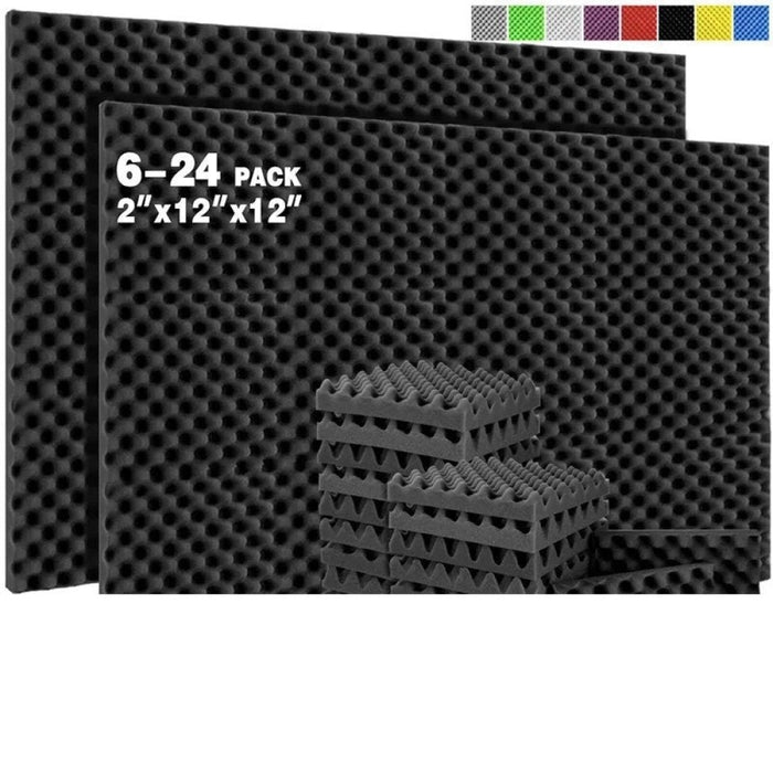 Sound Absorption Treatment Panel 6/12/24pcs Egg Crate Panel Acoustic Foam Sound Proof Wall Tiles For Home Office Recoding Studio