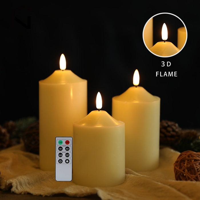 3Pcs Flameless Flickering LED Battery Candle For Home Wedding Christmas Party