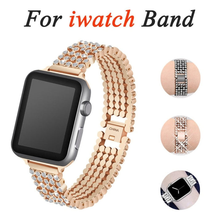 Metal Diamond Correa Band Strap For Apple Watch