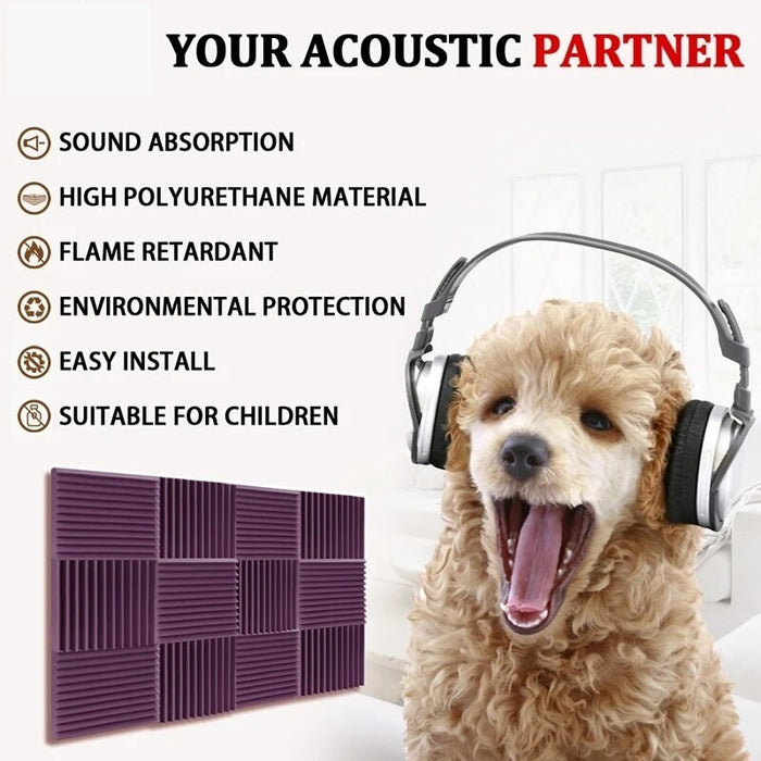 Self Adhesive Sound Absorbing Panel 12 Pcs House Isolation Wall Soundproof Foam Sponge Pad Ktv Room Studio Acoustic Foam Panels