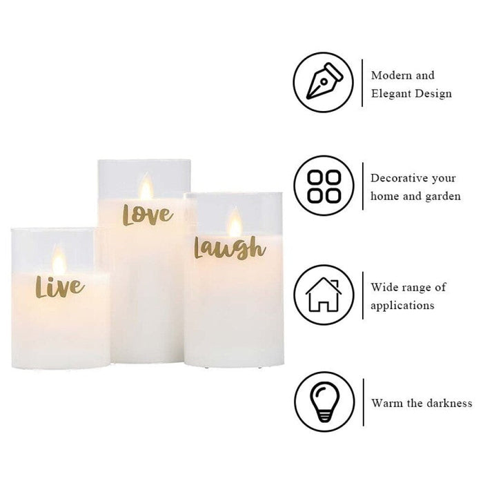 3pcs Battery Powered Flameless Led Glass Candles For Home